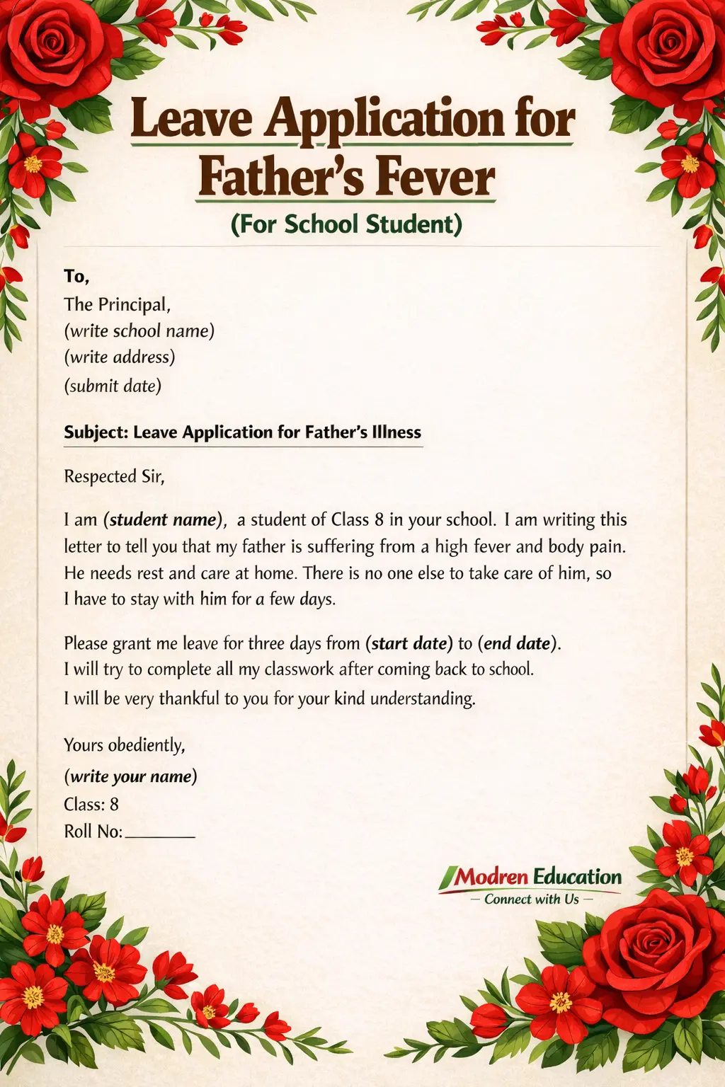 Leave Application for Father’s Fever