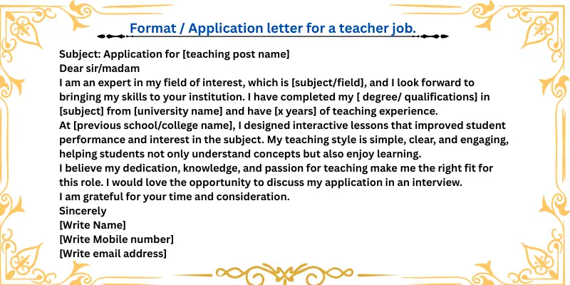 Job application letters for teacher. Samples & Format 1 Job application letters for teacher. Samples & Format