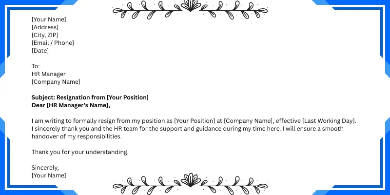 Best Formal Resignation Letter  1 Resignation letter for HR manager