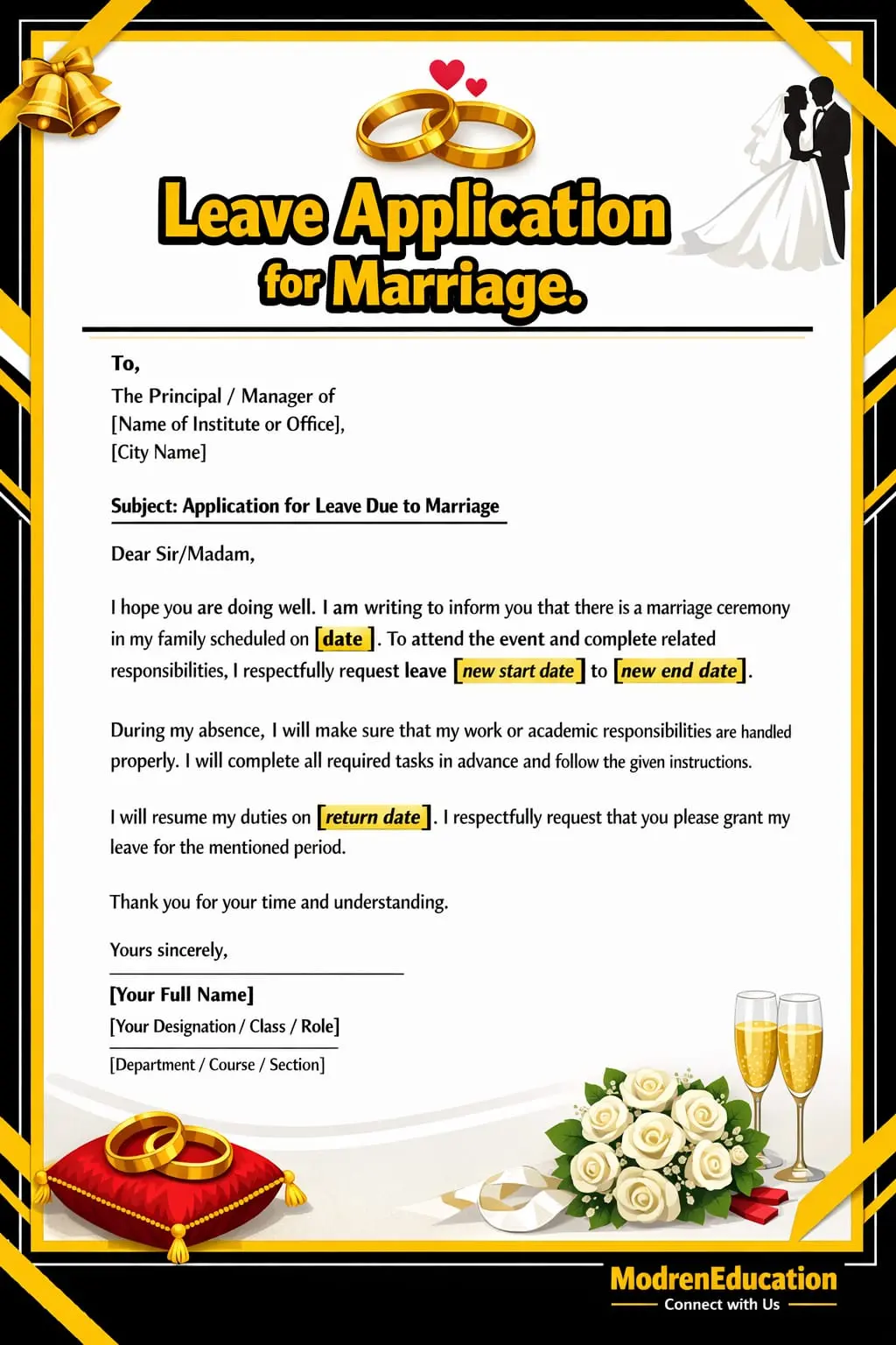 leave application for marriage